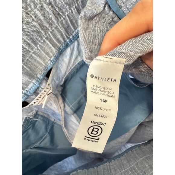 ATHLETA Cabo Linen Jogger Size 14 Petite EUC $79 MSRP Light Blue Pockets Resort - Picture 8 of 8